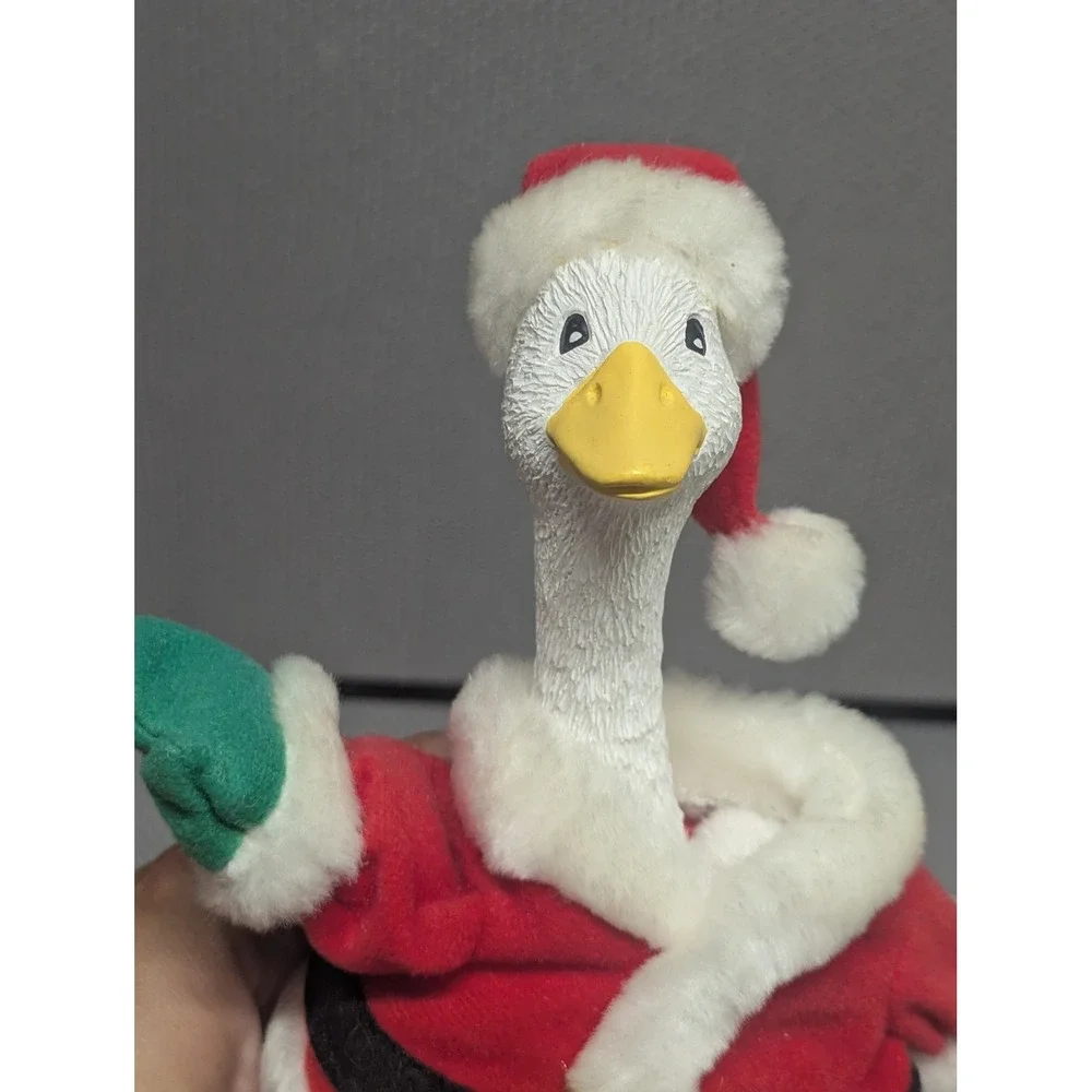 VTG 1997 Christmas Santa Goose Golden Eggs Desk/Mini Porch Goose Decor Roman Inc